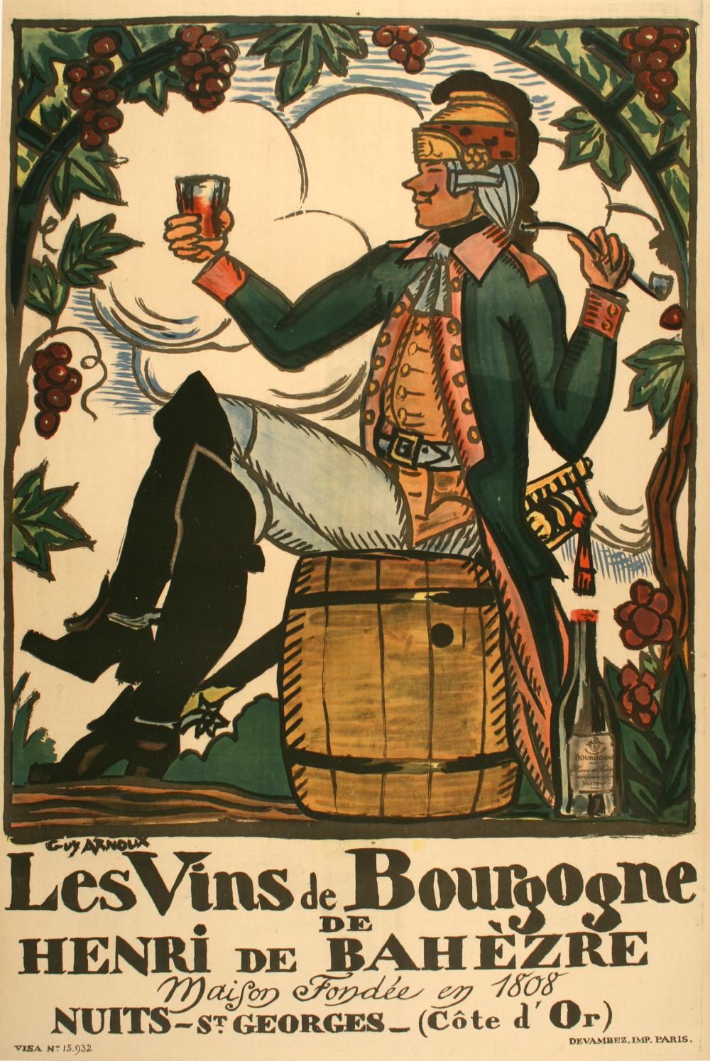 Guy Arnoux comparable auction result: original vins de bourgogne french poster by guy arnoux