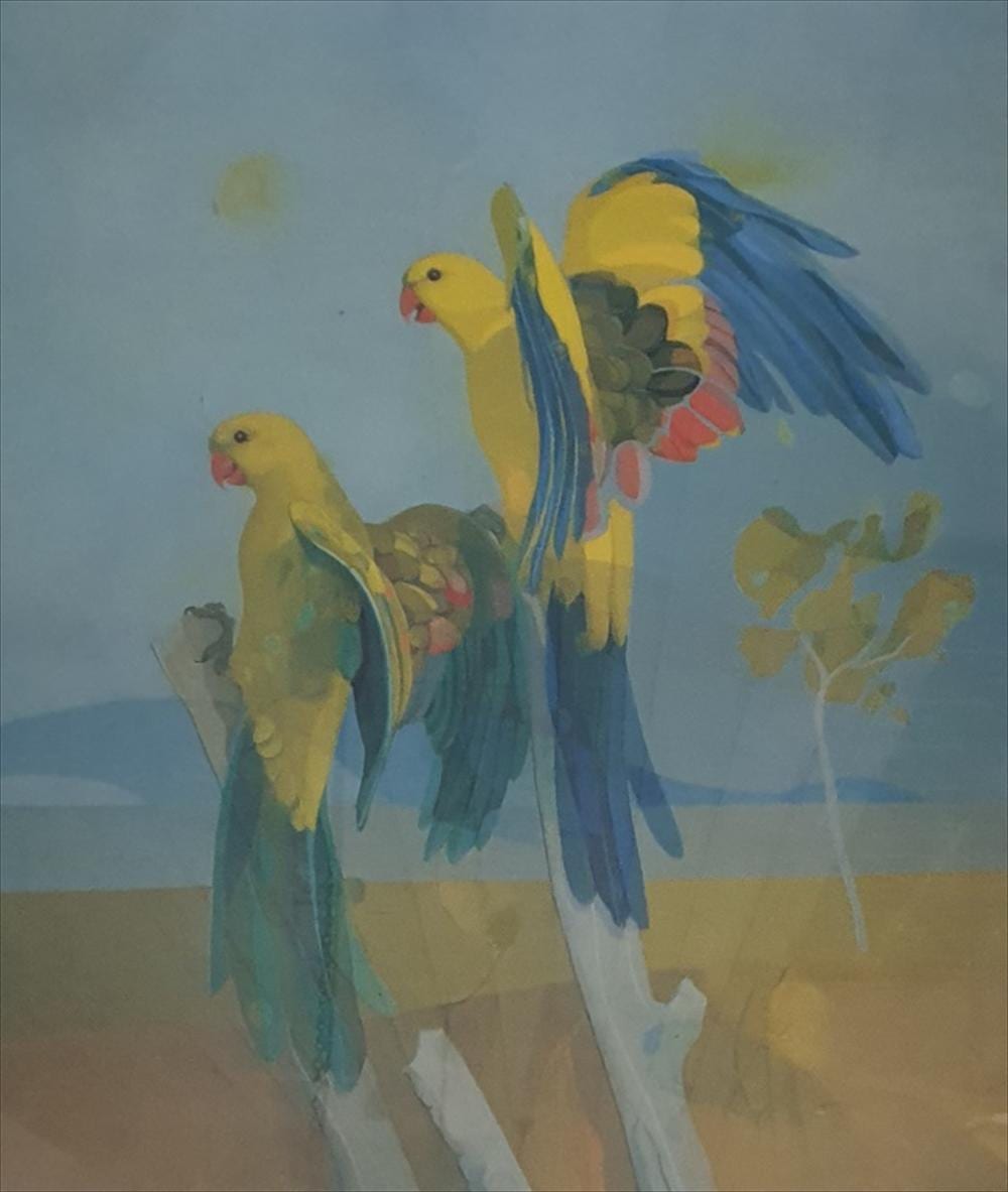 Lars Knudsen comparable auction result: lars knudsen west australian birds lithograph