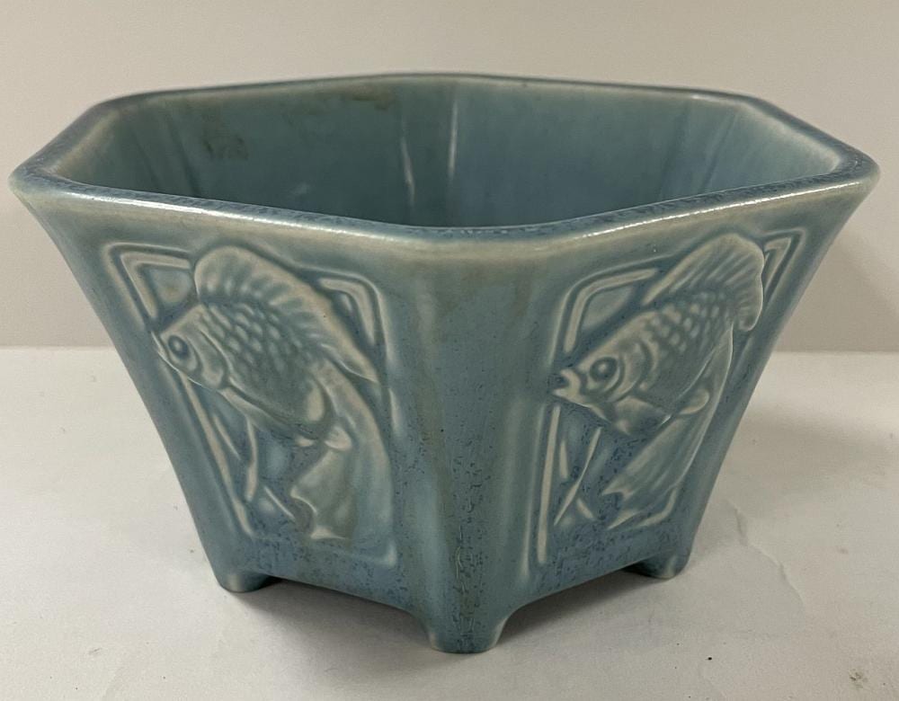 Blue Rookwood Pottery Bowl, 1931, #6086 sold by Asselmeier May Auctions, lot 85 — auction record photograph