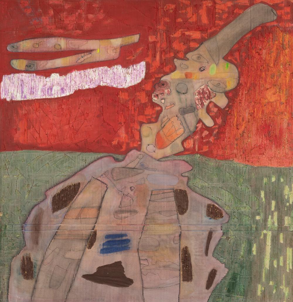 Antón Lamazares comparable auction result: anton lamazares silva lal n pontevedra 1954 untitled 1981 gouache ink wax and cardboard on board it has a break in the frame and damage signed in the lower central area