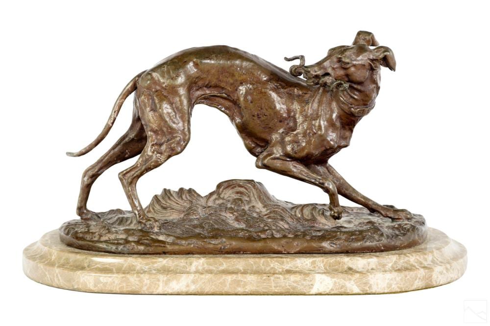 Pierre Jules Mene 1810-1879 Bronze Dog Sculpture sold by Hill Auction Gallery, lot 120 — auction record photograph