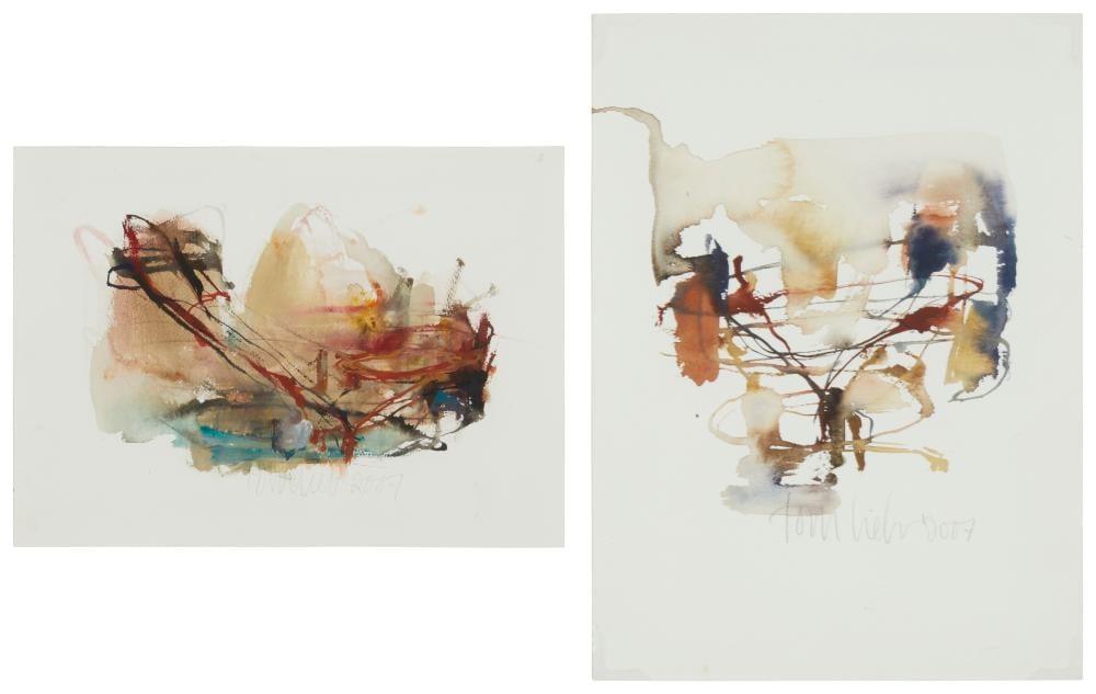 Tom Lieber comparable auction result: tom lieber b 1949 untitled 3 and untitled 7 watercolors on paper each framed under glass 17 25 h x 21 w x 2 d