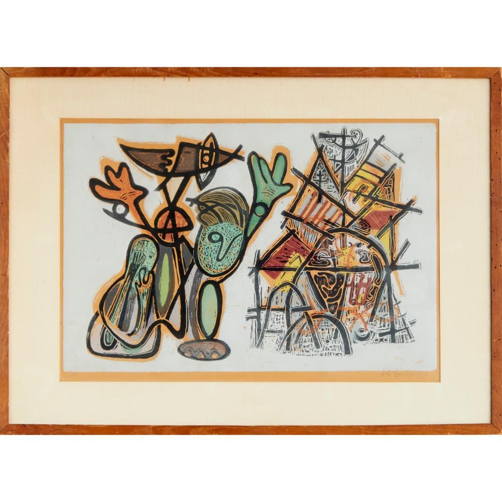 Alfonsas Dargis comparable auction result: alfonsas dargis woodblock linocut print 1953