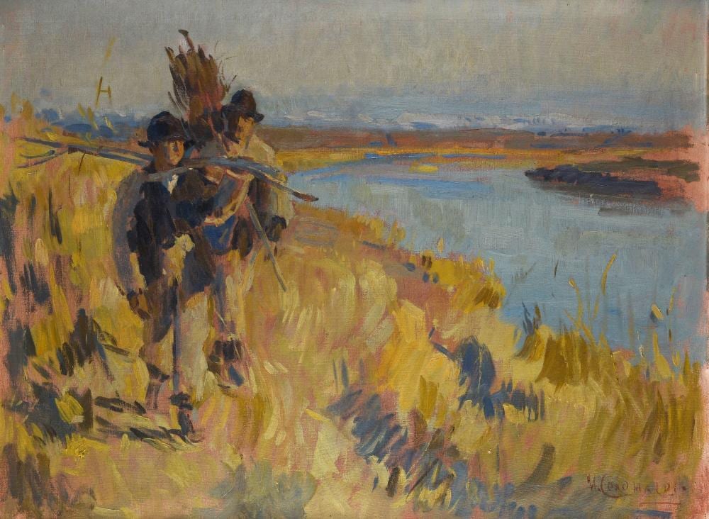 Umberto Coromaldi comparable auction result: umberto coromaldi roma 1870 1948 contadini lungo il fiume