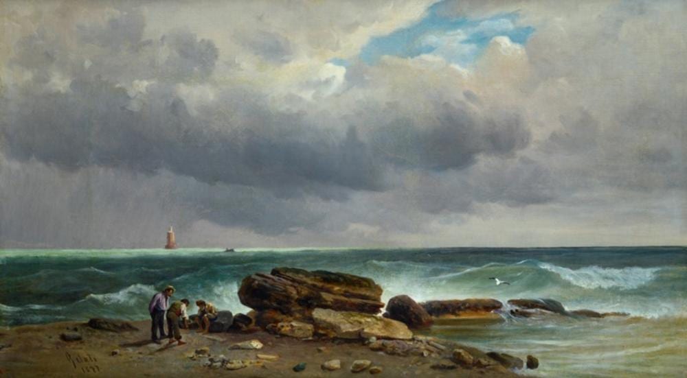 Lorenzo Gelati comparable auction result: lorenzo gelati firenze 1824 1893 marina con pescatori 1877