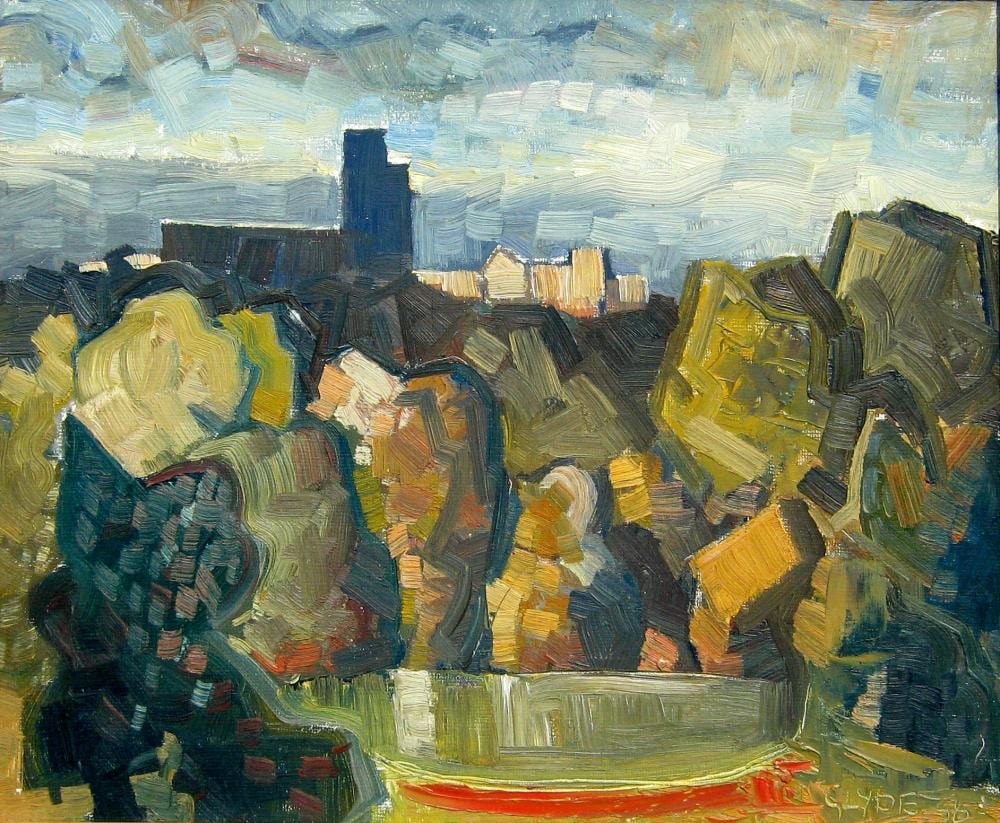 Henry George Glyde comparable auction result: henry george glyde untitled buildings above rock bound pool