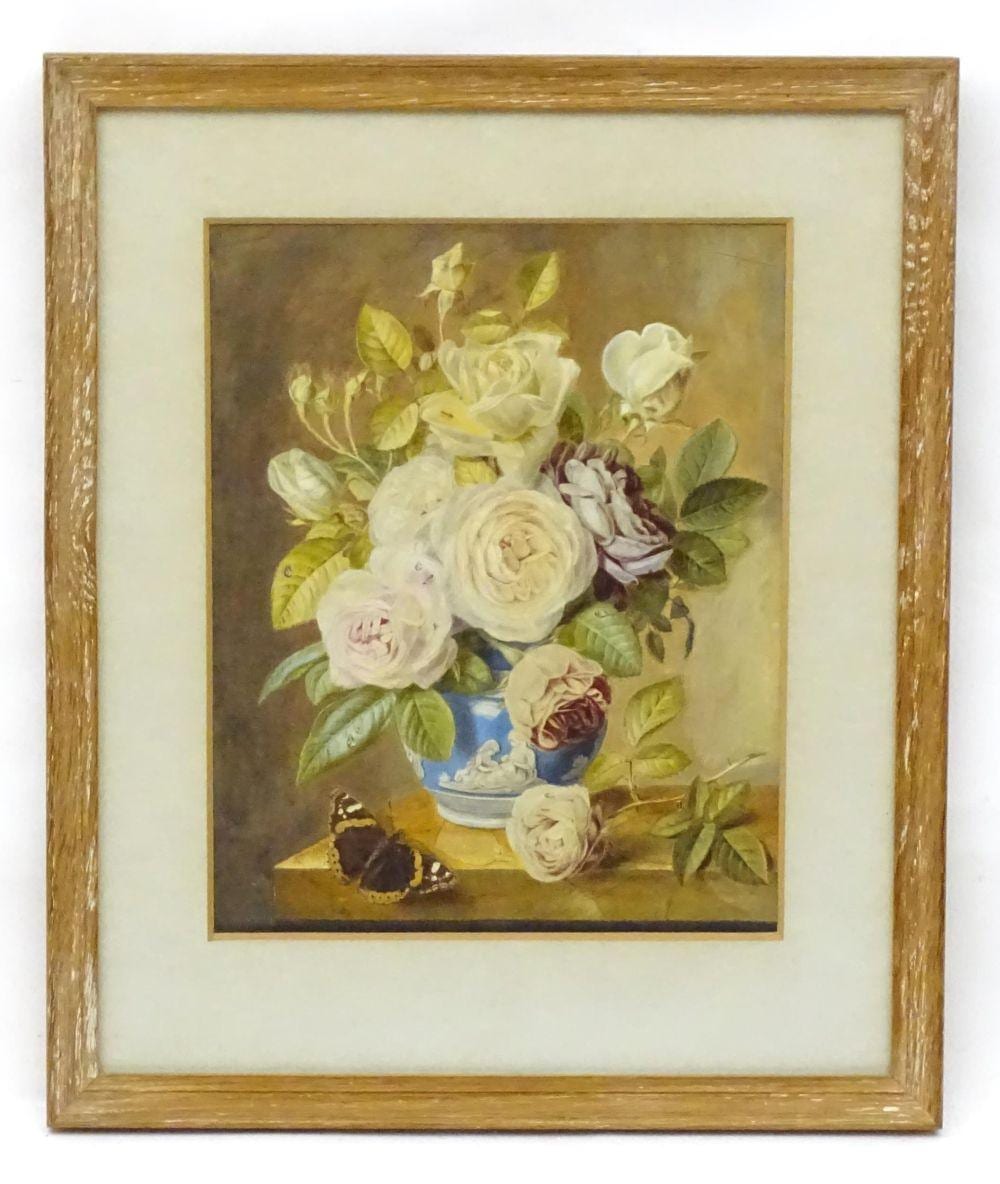 Augusta Innes Withers comparable auction result: augusta innes withers 1792 1877 19th century watercolour a still life study of roses in a wedgwo