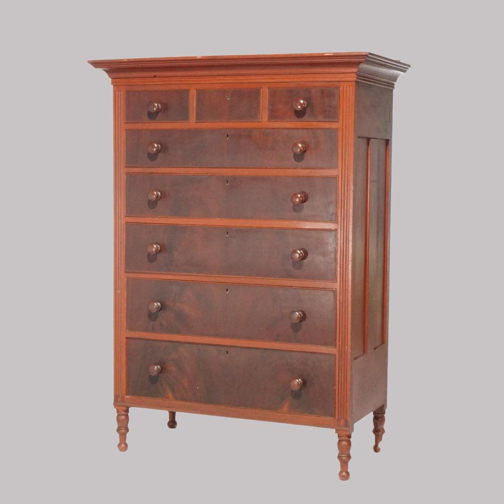Antique Sheraton Original Grain Painted Softwood Tall Chest Circa 1830 sold by Winfield Auction Gallery, lot 8103 — auction record photograph