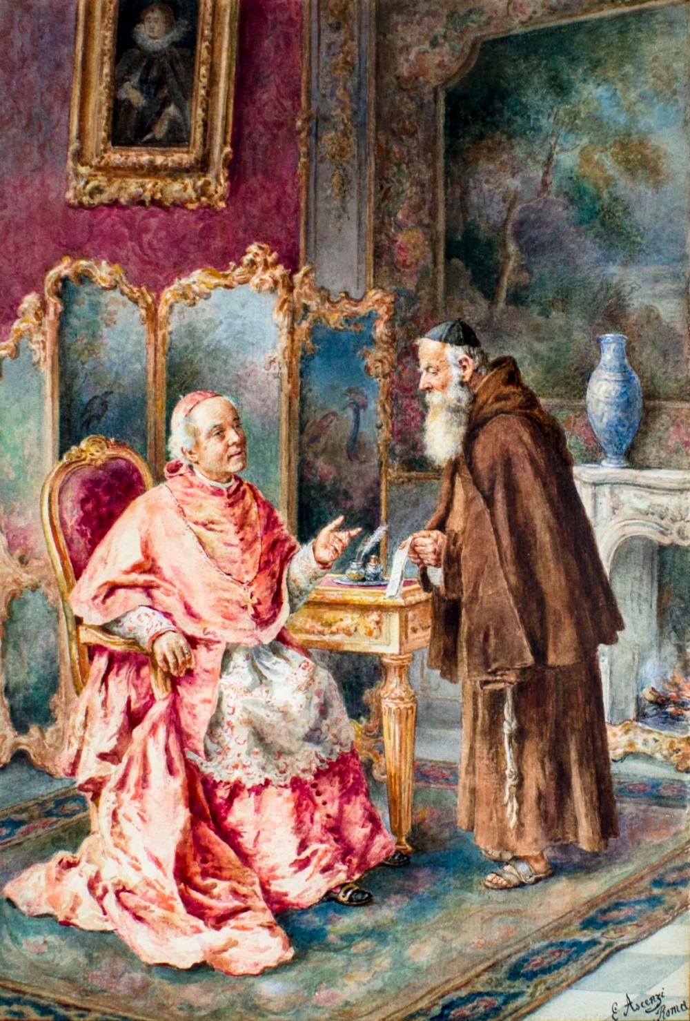 Ettore Ascenzi comparable auction result: ettore ascenzi italy 19c watercolor painting antique