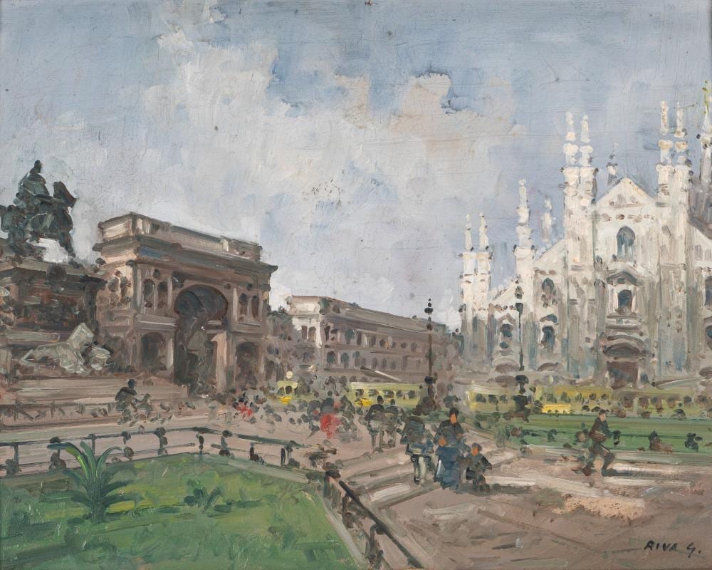 giovanni riva torino 1890 1973 piazza duomo in milan · Finarte · 2023-03-02 Giovanni (1890) Riva comparable auction result: giovanni riva torino 1890 1973 piazza duomo in milan