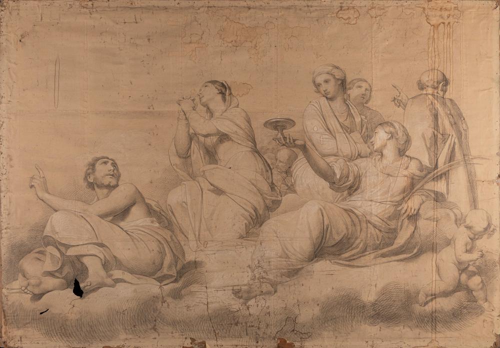 Francesco Coghetti comparable auction result: francesco coghetti bergamo 1802 roma 1875 preparatory cartoon for the dome of the cathedral of bergamo 1853