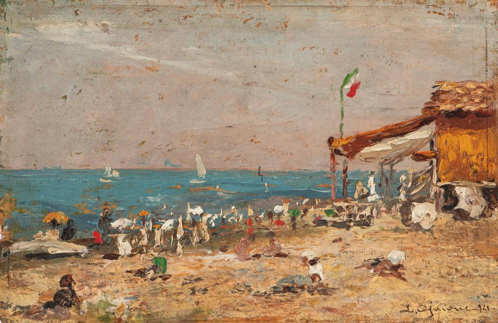 Lidio Aimone comparable auction result: lidio ajmone coggiola 1884 andezeno 1945 ligurian beach 1921