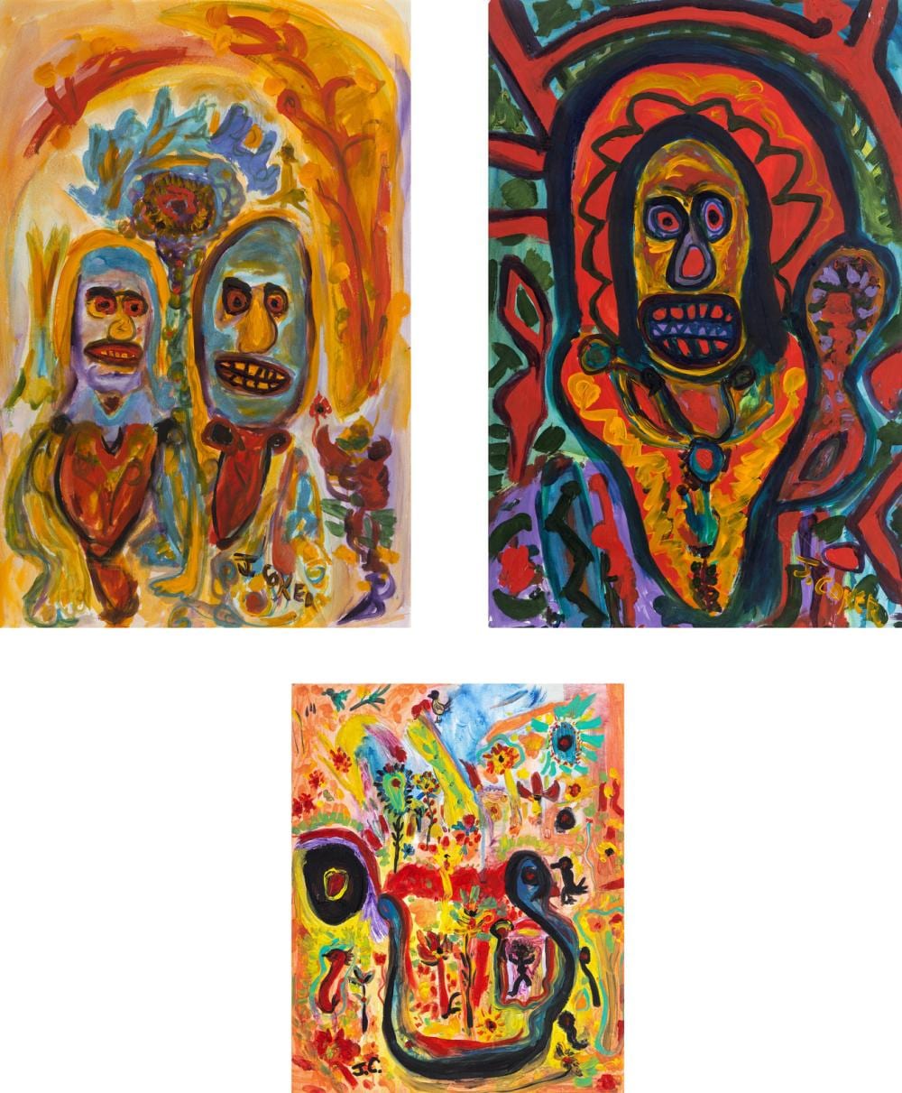 Jerry Coker comparable auction result: jerry coker american b 1938 the ones that plant trees alice in the window and summer for susan three works