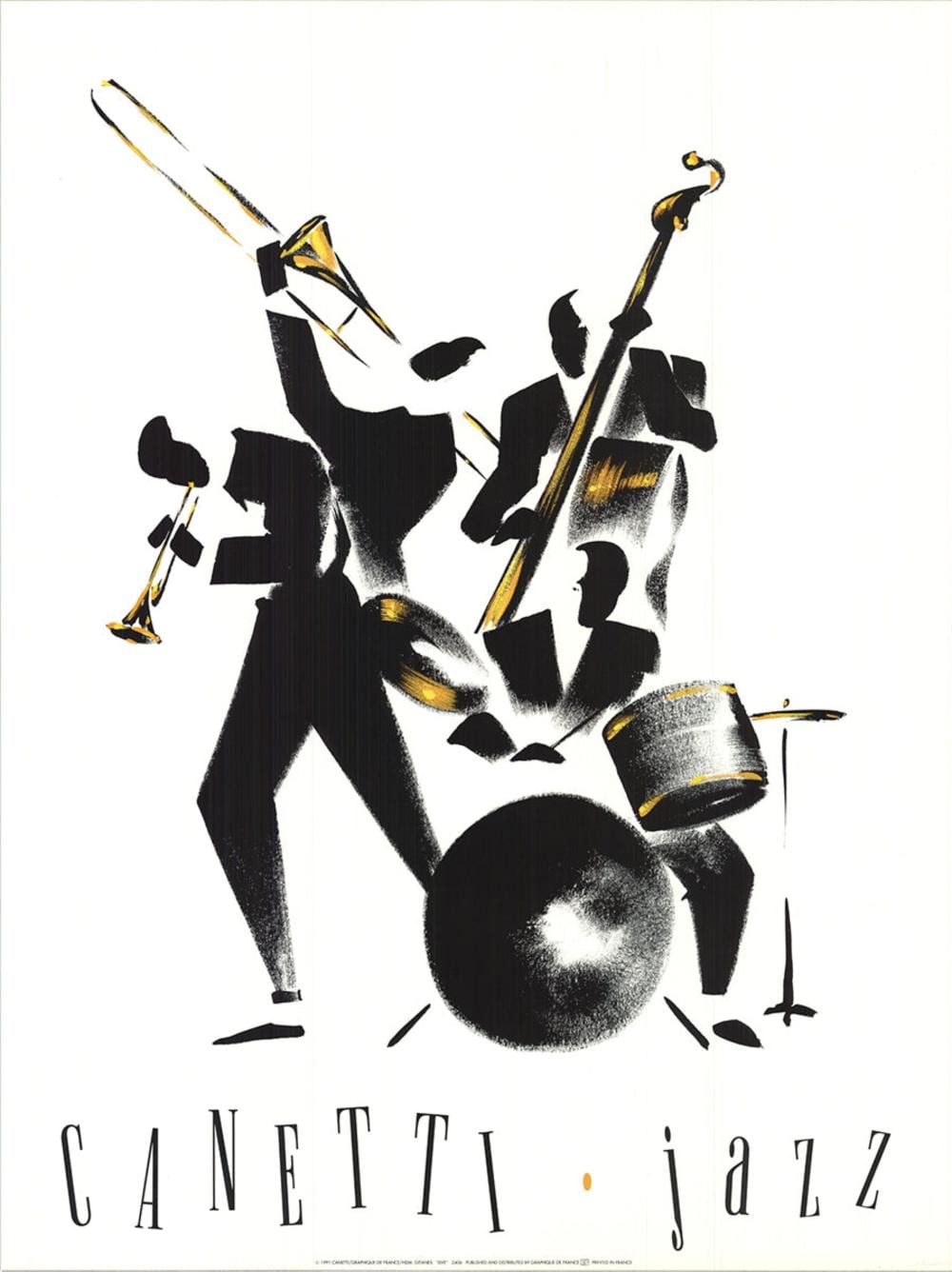 Michel Canetti comparable auction result: michel canetti jazz 1991 offset lithograph 24 x 18