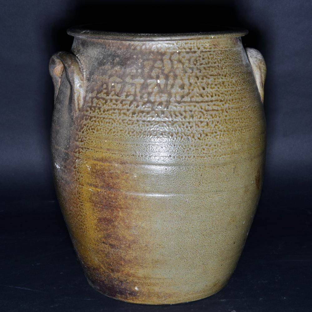 Alamance County 5 Gallon Crock (att. to Loy) sold by Ledbetter Auctions, lot 184 — auction record photograph