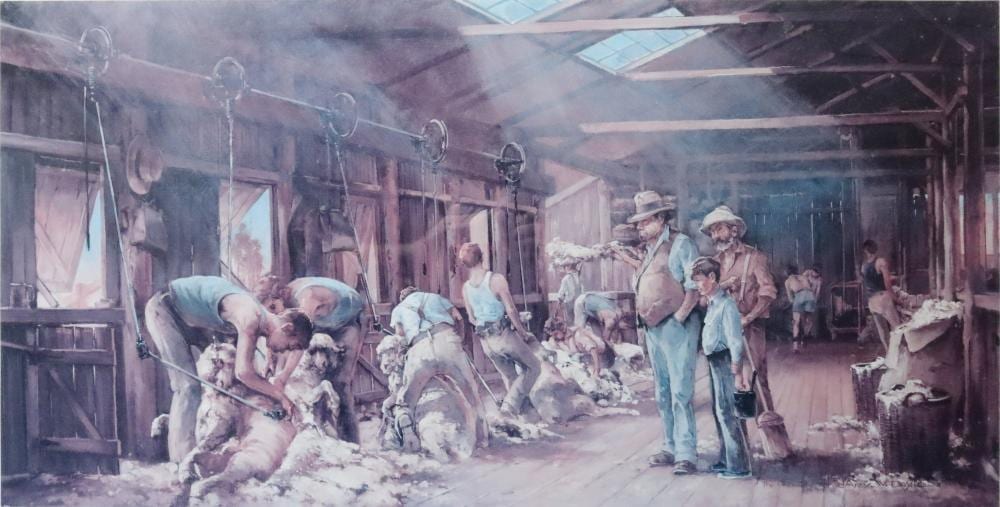 DARCY DOYLE'S LIMITED EDITION TITLED 'THE GUN SHEARER' #197/1500, SIGNED PENCIL sold by Albion Antique Auction Centre, lot 119 — auction record photograph