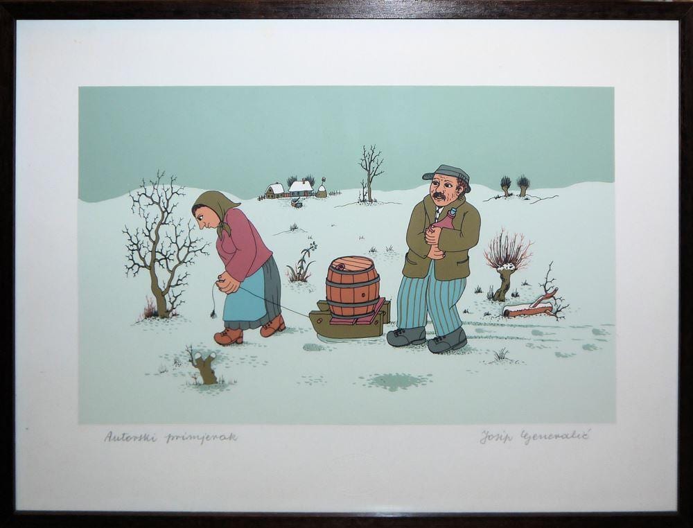 Josip Generalic comparable auction result: josip generalic bauernpaar auf der r ckkehr ins dorf signierte farbserigraphie