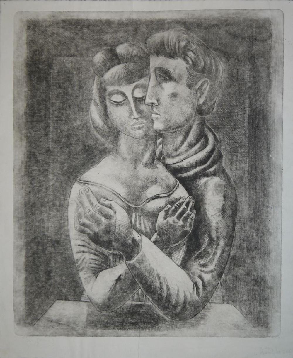 Johann Georg (1913) Müller comparable auction result: johann georg m ller liebespaar signierte radierung von 1953
