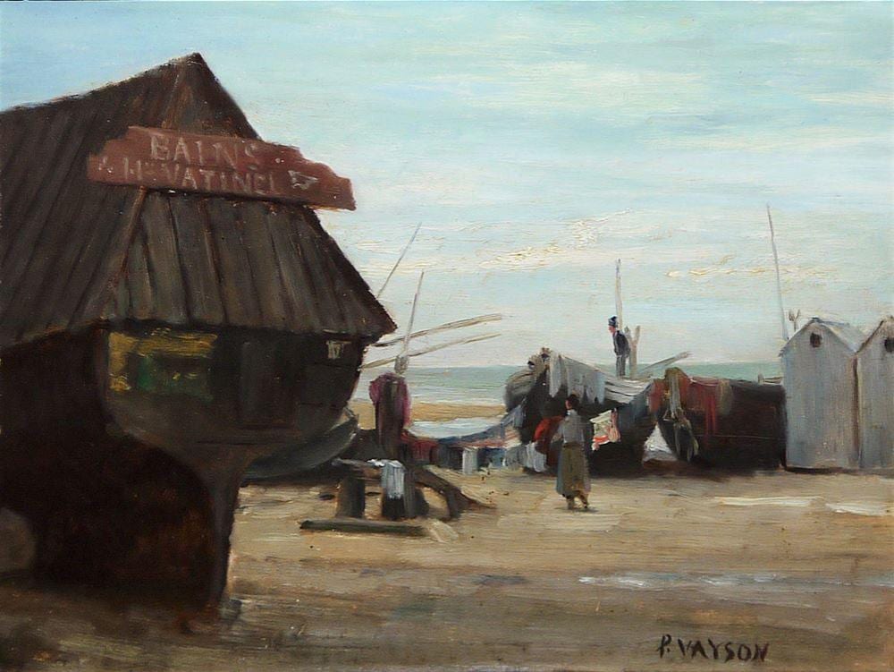 Paul Vayson comparable auction result: paul vayson strand an der normandie lgem lde gerahmt
