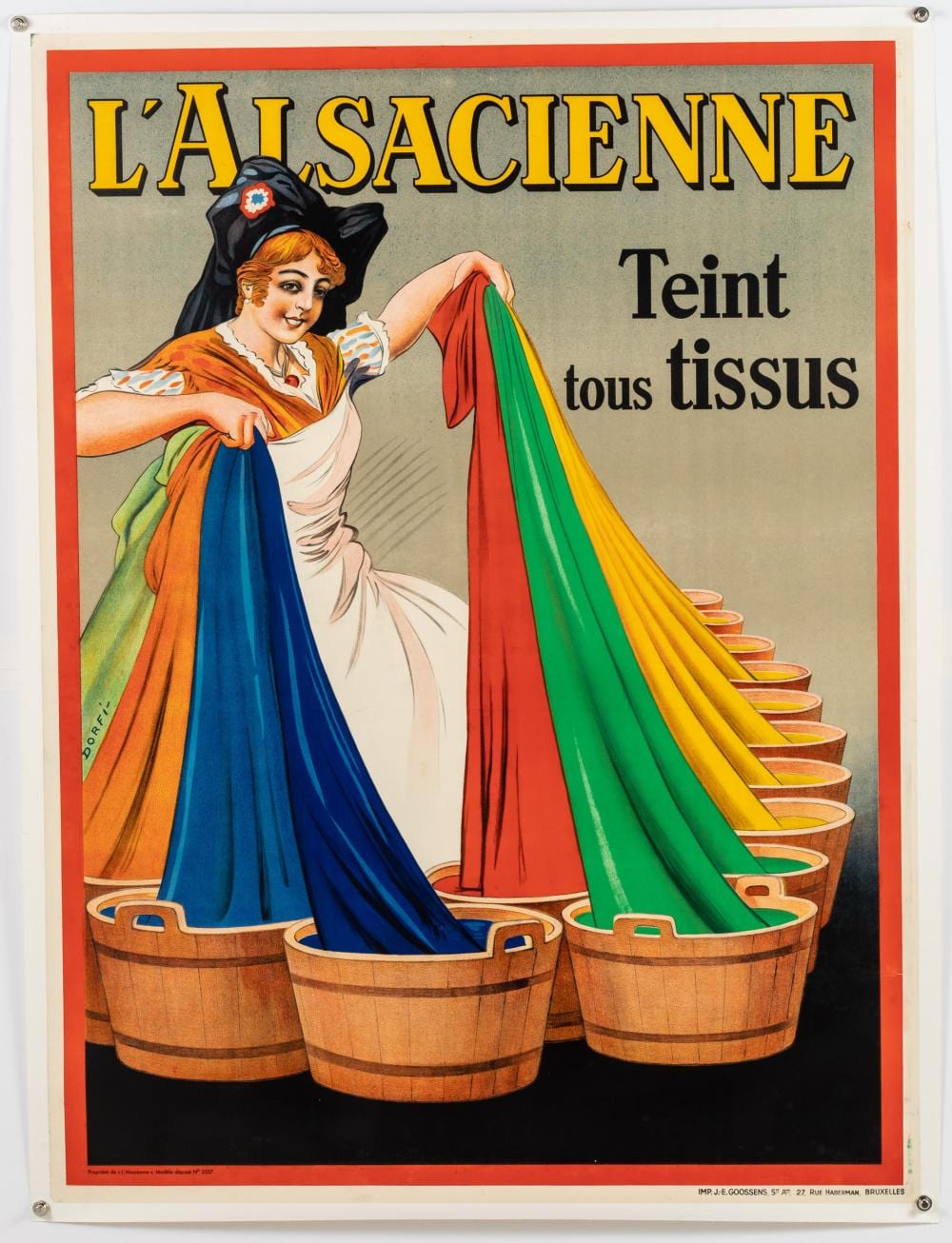 Albert Dorfinant comparable auction result: albert dorfinant dorfi vintage fabric dye poster