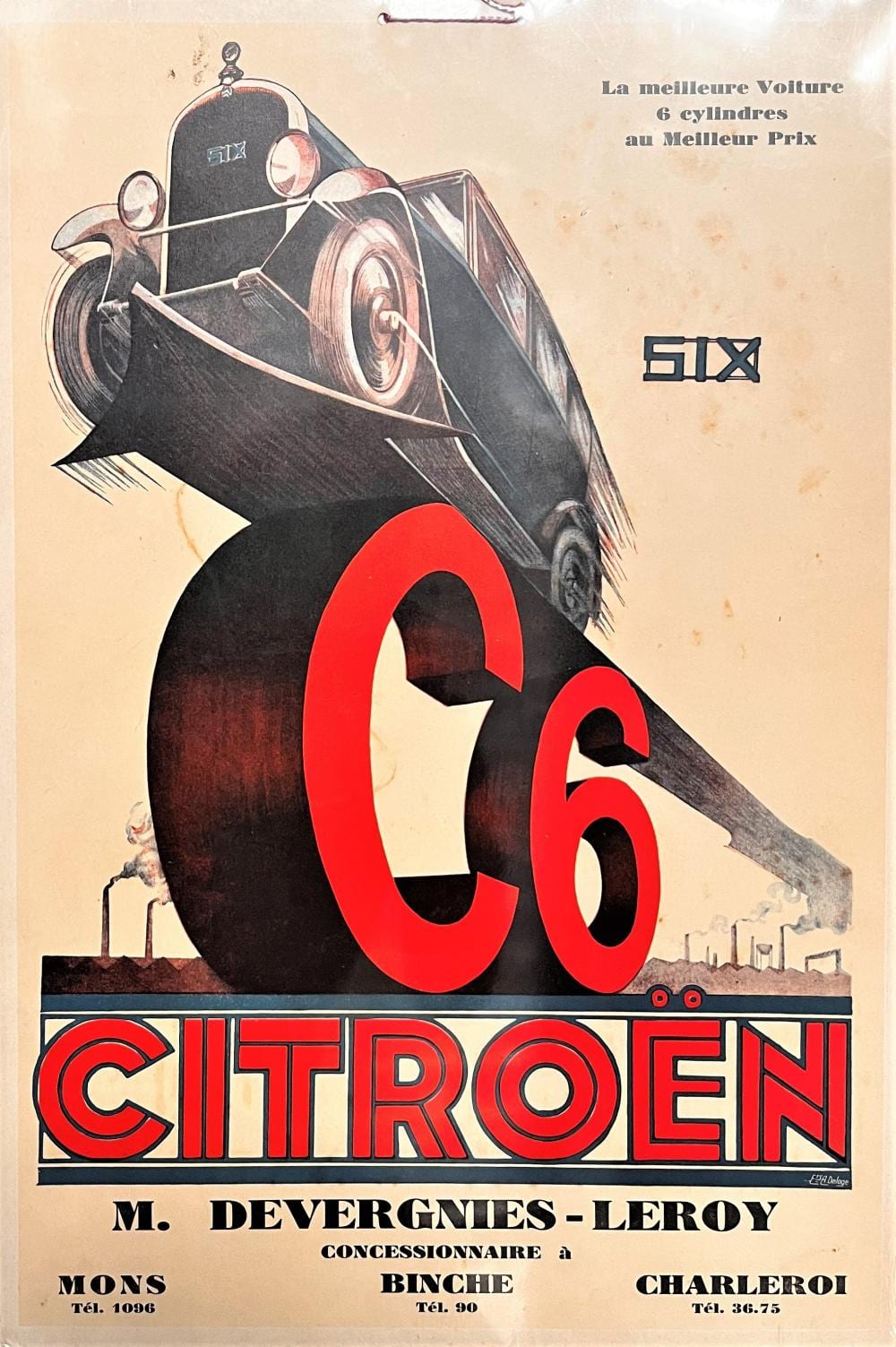 Pierre Louys comparable auction result: pierre louys m devergnies leroy garage for citroen c6 original colour lithographic advertising poster 1929