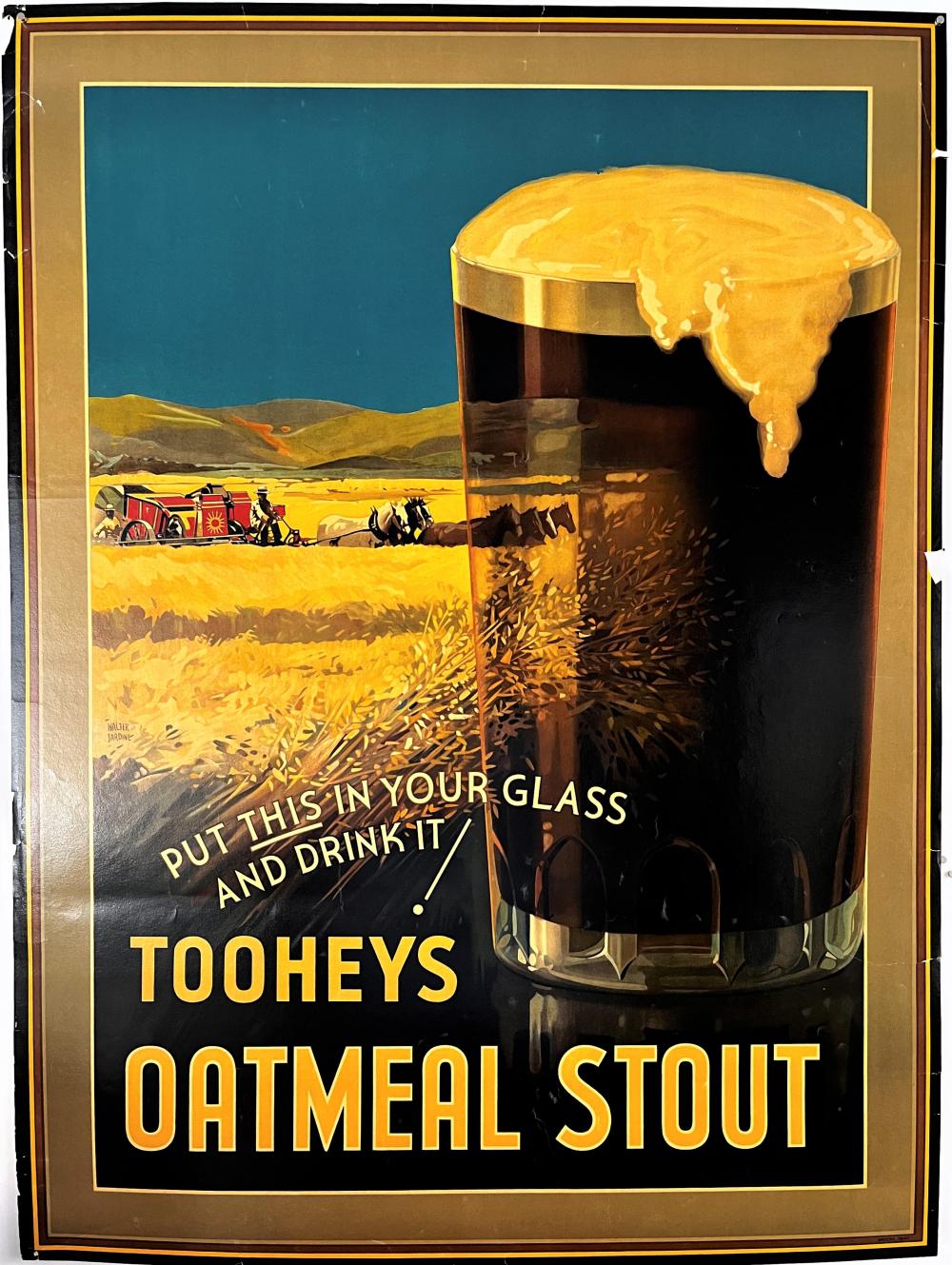 Walter Jardine comparable auction result: walter jardine 1884 1970 tooheys oatmeal stout original lithographic australian glossy advertising poster
