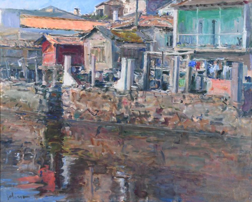 Gabino Rey Santiago comparable auction result: gabino rey santiago 1928 2006 horreos junto al mar 1973 combarro