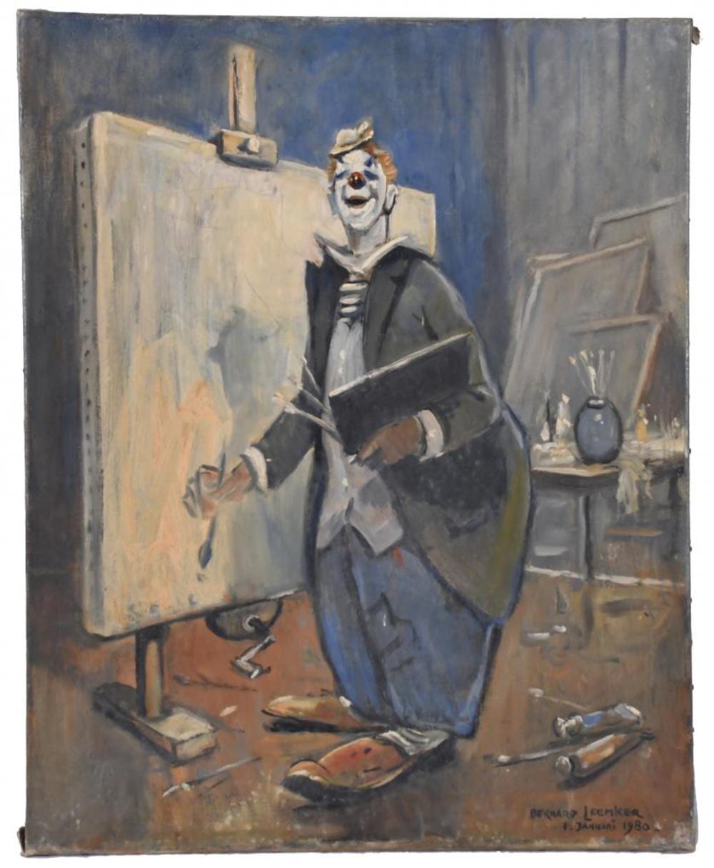 Bernard Leemker comparable auction result: bernard leemker 1899 1990 clown painting 1980