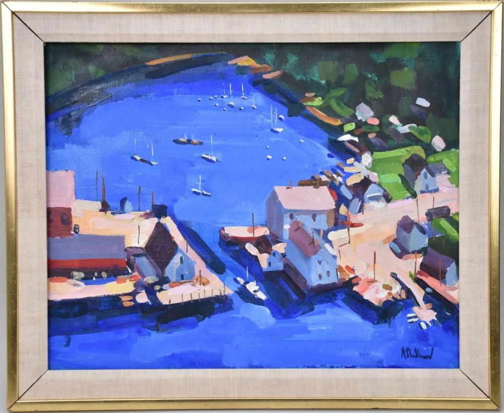 Alfred Cheney Chadbourn comparable auction result: alfred cheney chadbourn american 1921 1998 oil canvas view of south bristol maine 1978 23 5 x 19 5 16 x 20