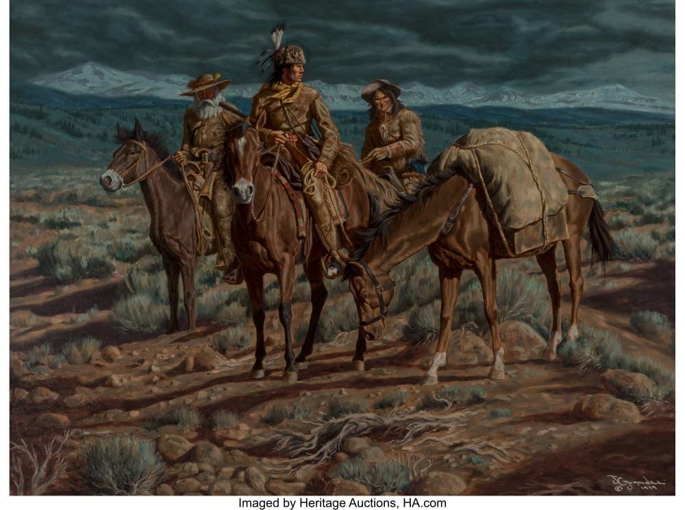 Joe Ruiz Grandee comparable auction result: joe ruiz grandee american b 1929 moonlit way of wolfman trail 1979 oil on c