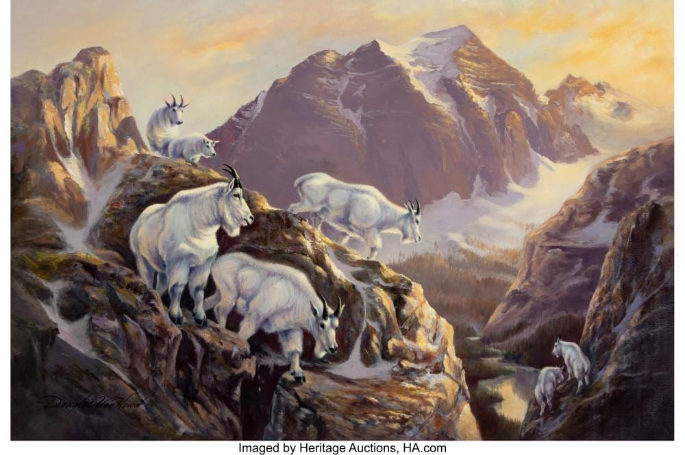 Douglas Van Howd comparable auction result: douglas van howd american b 1935 the billy goats oil on canvas 27 x 40 inche