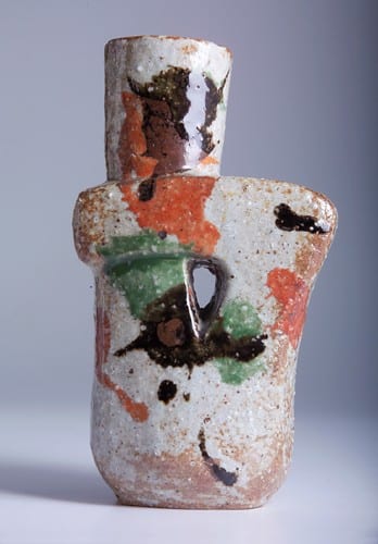 Kanjiro Kawai comparable auction result: kanjiro kawai japanese 1890 1966 glazed stoneware slab molded sculptural vase with sand textured body and underglaze abstract decoration in