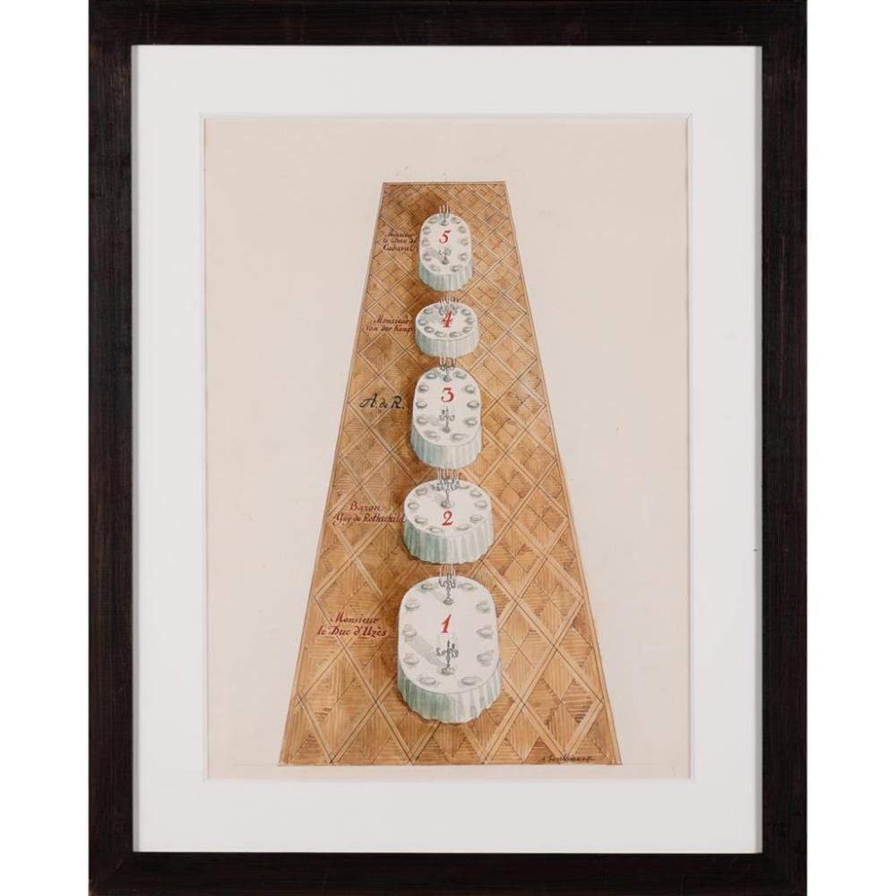Alexandre Serebriakoff comparable auction result: alexandre serebriakoff 1907 1995 plan de table watercolor and pencil