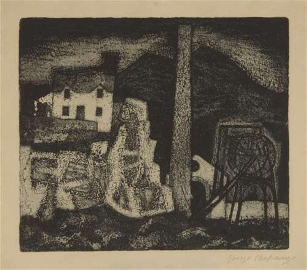 George (1908) Chapman comparable auction result: george chapman british 1908 1993 house on rocks 1951 etching on paper signed in pencil 21 2