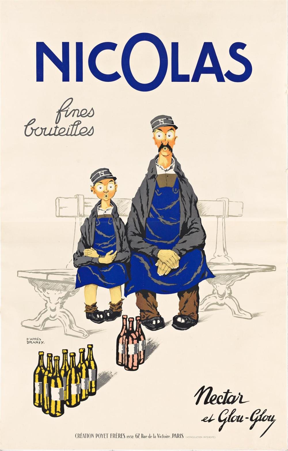 Dransy comparable auction result: dransy jules isnard 1883 1945 nicolas nectar et glou glou 1930 86 x54 inches 219 x138 cm cr ation poyet fr res paris