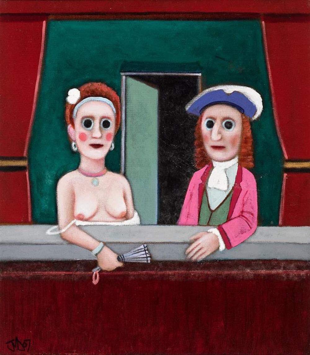 jack donovan 1934 2014 couple on a balcony 2007 · Whyte's · 2023-03-06 Jack Donovan comparable auction result: jack donovan 1934 2014 couple on a balcony 2007