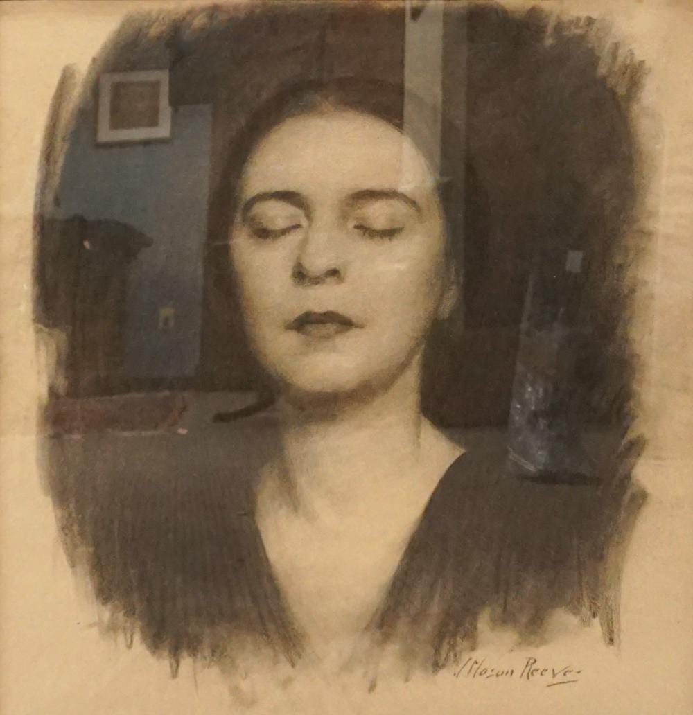 Joseph Mason Reeves comparable auction result: joseph mason reeves american 1898 1973 portrait of a woman charcoal and mixed media on paper signed l r frame 29 x 27 1 2 in 73 7 x 69 9 cm