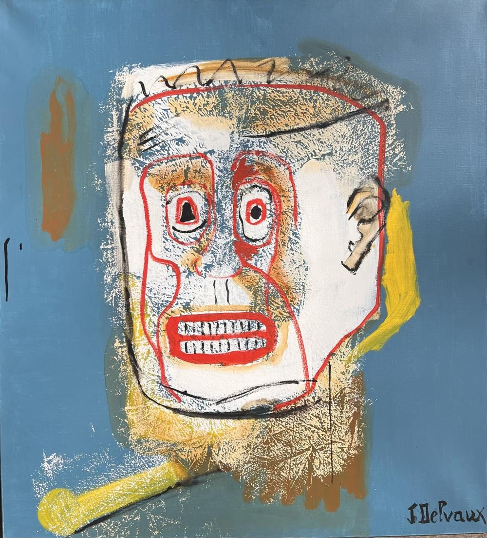 Jacques Delvaux comparable auction result: jacques delvaux 1929 2010 personnage sur fond bleu