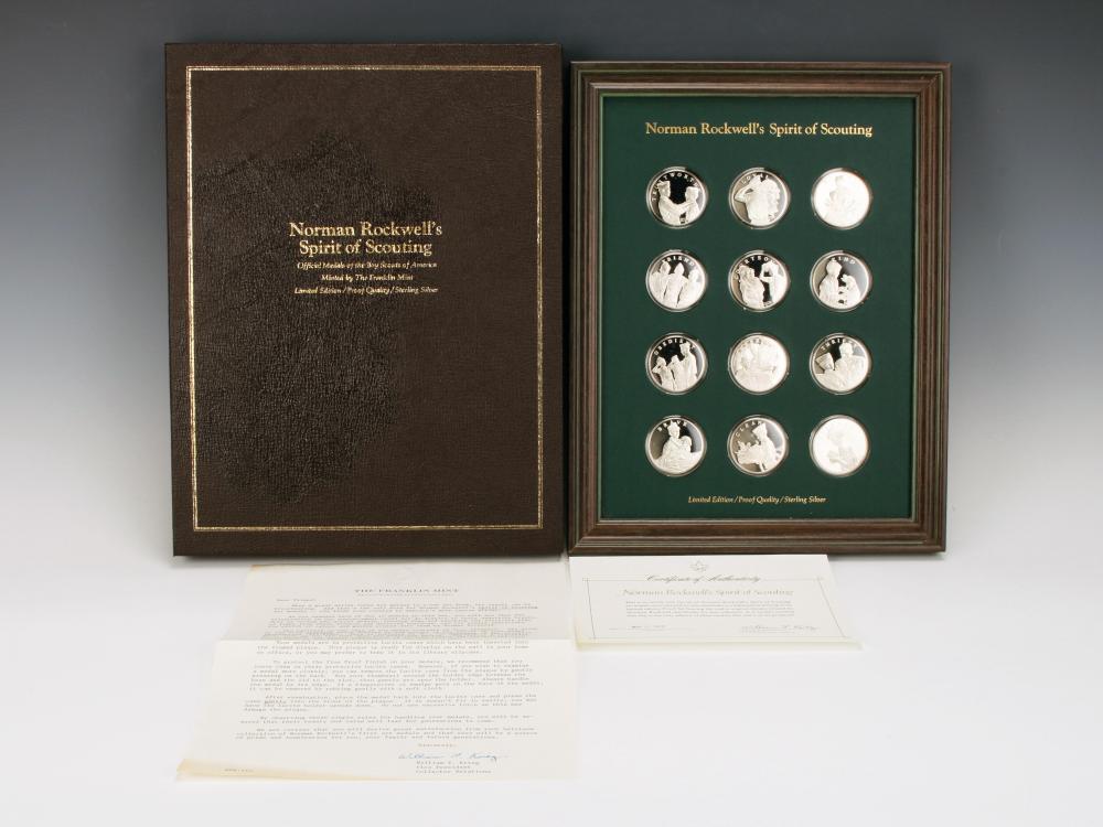 Auction comp thumbnail for NORMAN ROCKWELL SPIRIT OF SCOUTING STERLING FRANKLIN MINT (Converse Auctions, Lot 276)