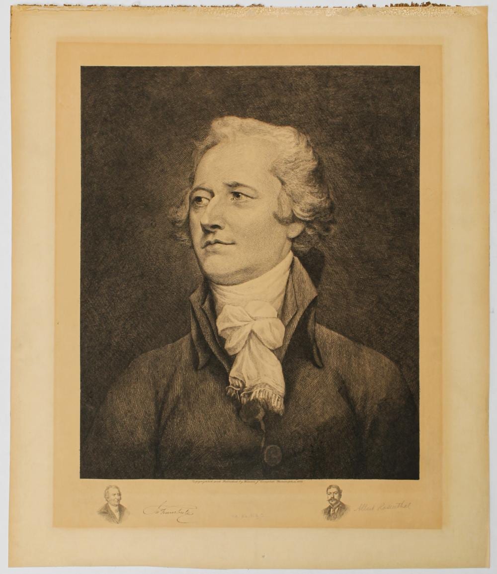 Albert Rosenthal comparable auction result: albert rosenthal portrait of alexander hamilton etching