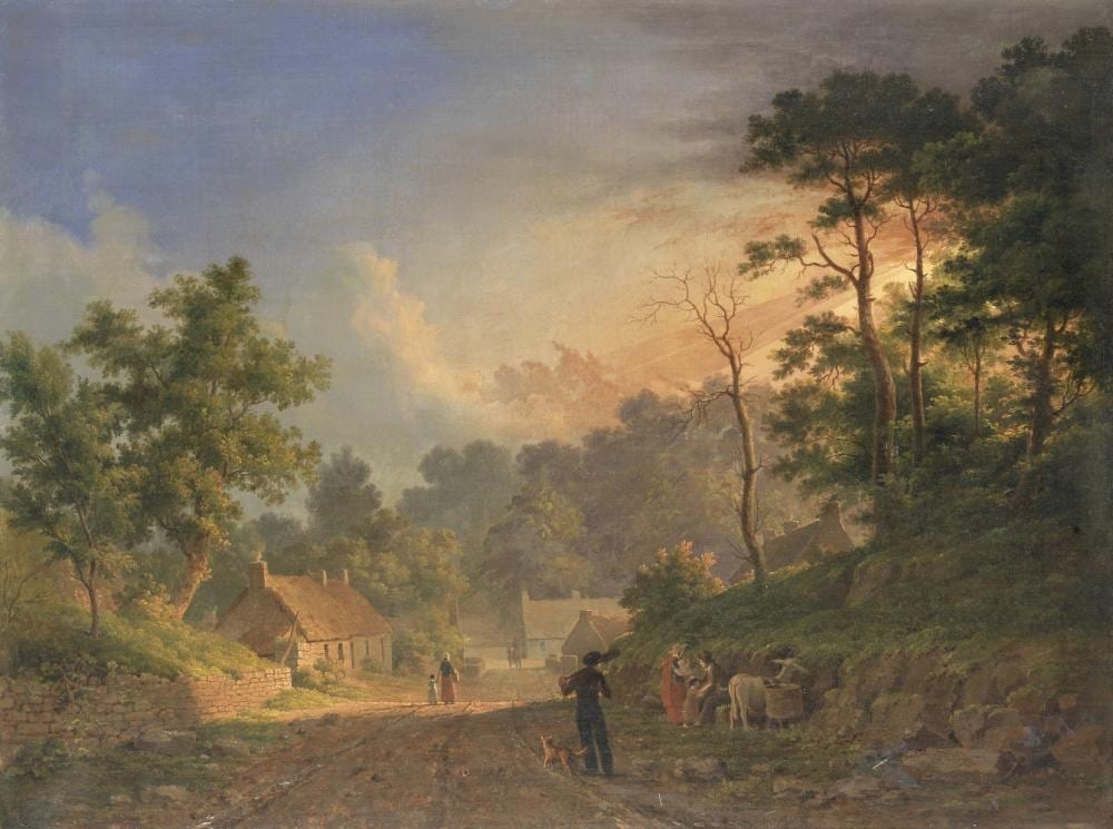 Abraham Pether comparable auction result: abraham pether british 1756 1812 sunset over a rural landscape