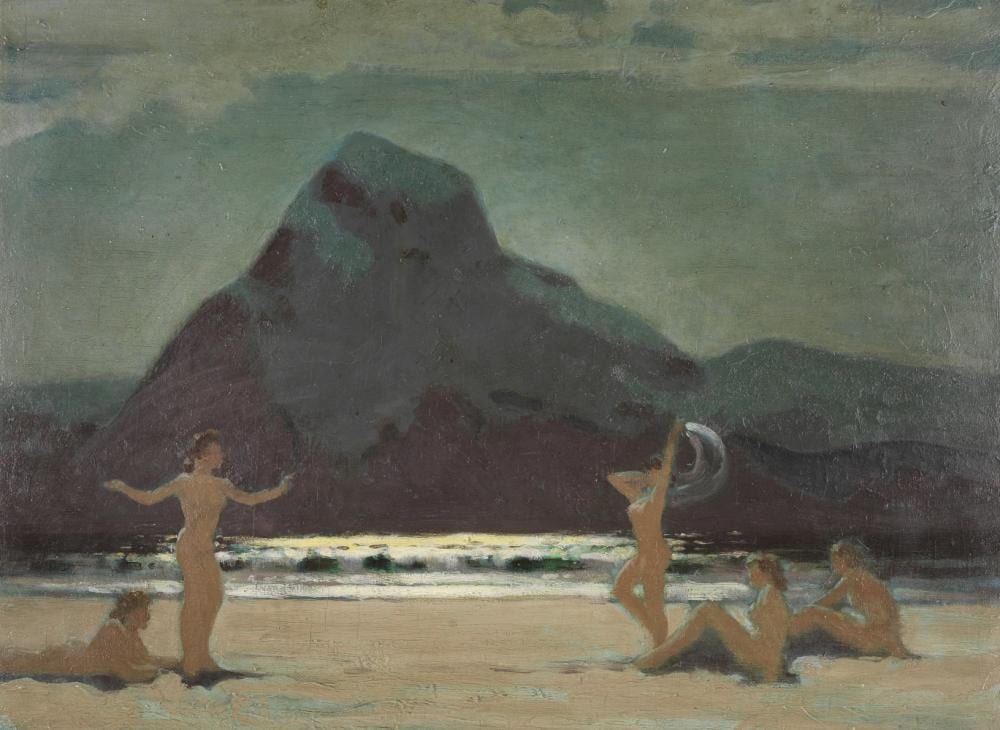 Fred Leist comparable auction result: frederick william leist australian 1878 1945 moonlight dance tahiti