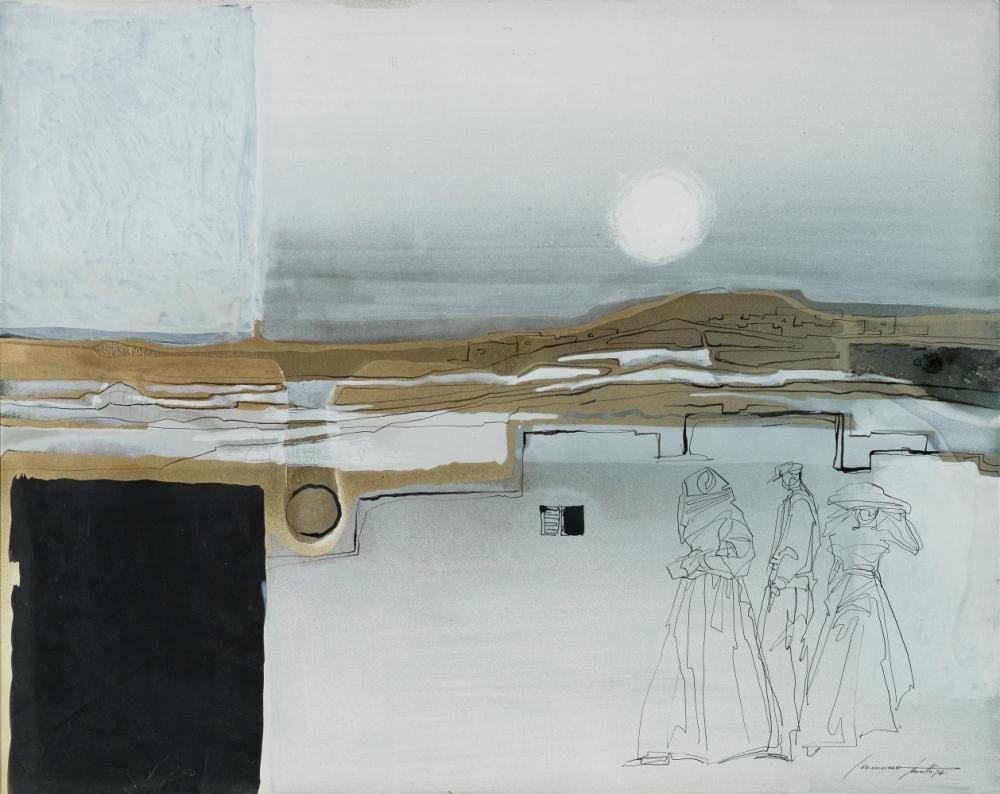Emanuel Vincent Cremona comparable auction result: emvin cremona maltese 1919 1987 landscape with figures 1974