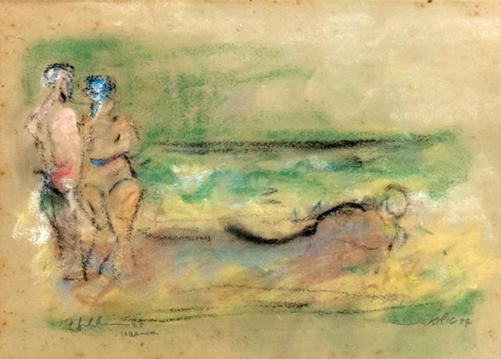 Isidor Ascheim comparable auction result: isidor ascheim german israeli 1891 1968 bathers at the beach pastel on paper