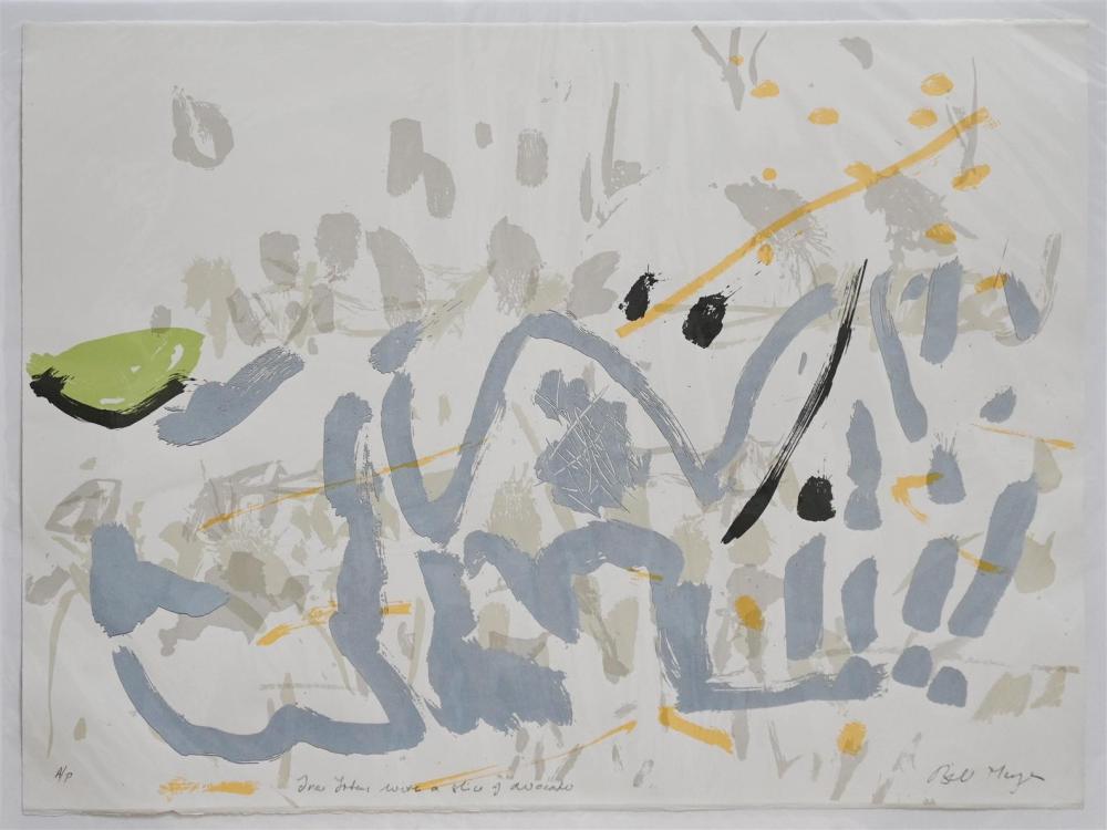 Bill Meyer comparable auction result: bill meyer tree totem with a slice of avocado screenprint a p 55 x 77cm unframed