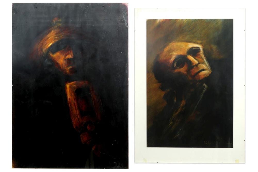 Rafael Gorsen comparable auction result: gorsen rafael 1942 2 werken in gemengde techniek op papier karakterkop 100 x 70