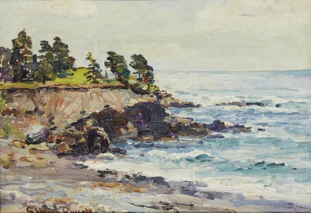 George Horne Russell comparable auction result: george horne russell scottish canadian 1861 1933 coastline on a blustery day oil on canvas