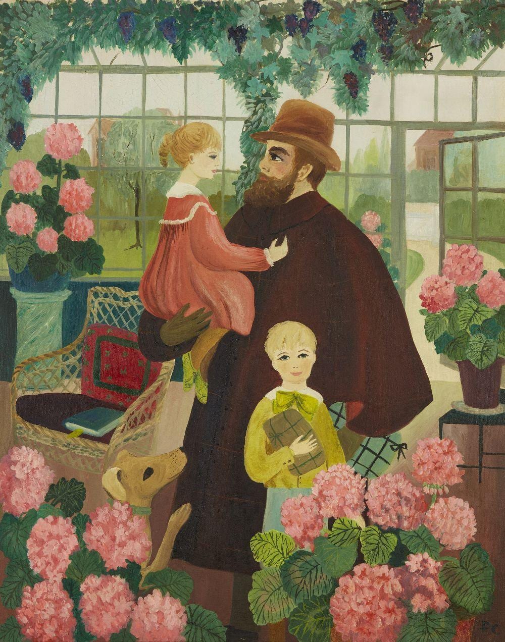 Pamela Cornell comparable auction result: pamela cornell british 1928 1987 family in the orangery oil on canvas signed with initials