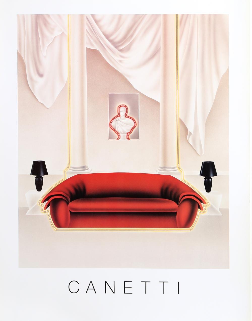 Michel Canetti comparable auction result: michel canetti red sofa poster