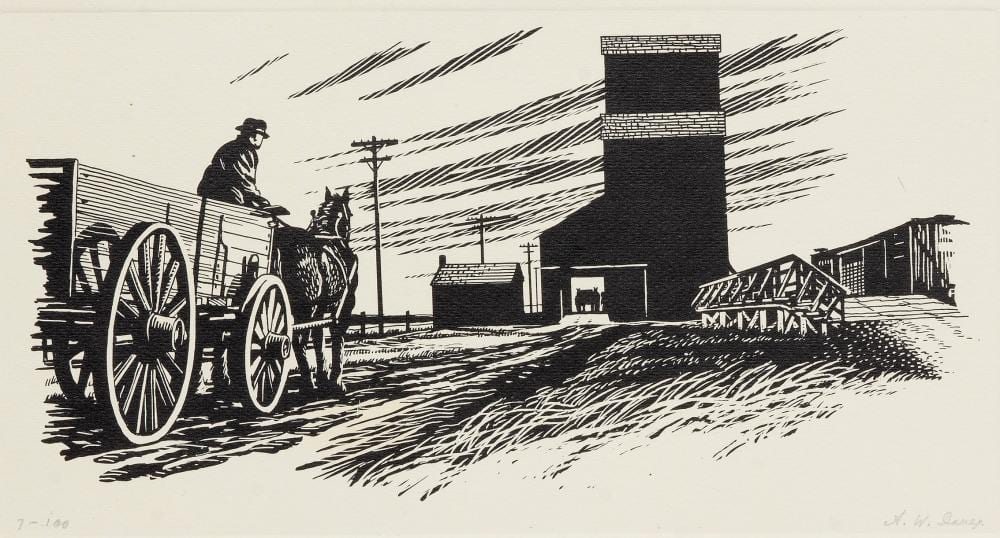 alfred william davey untitled cart and elevator · Saskatchewan Network for Art Collecting · 2023-03-19 Alfred William Davey comparable auction result: alfred william davey untitled cart and elevator